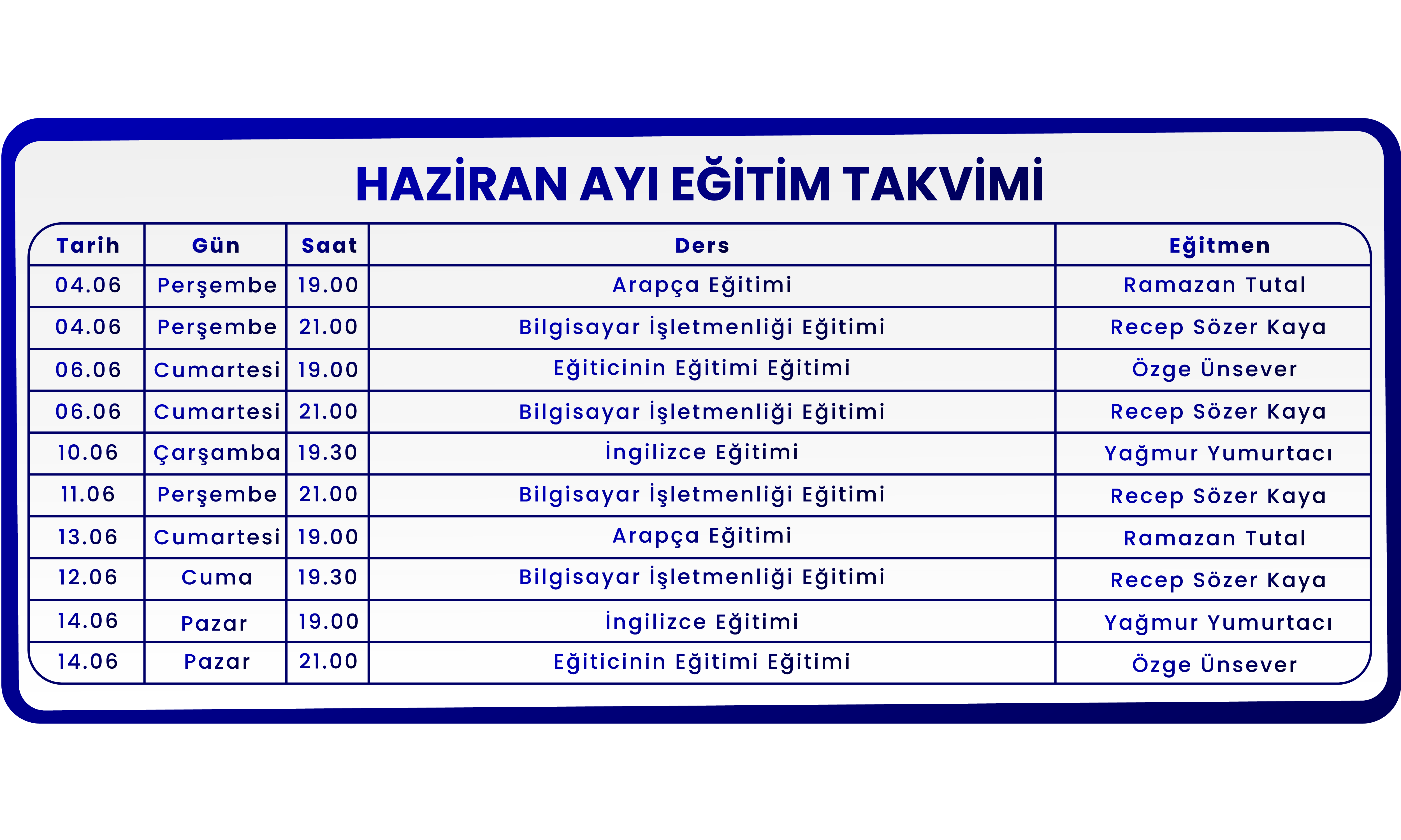 Eğitim Takvimi